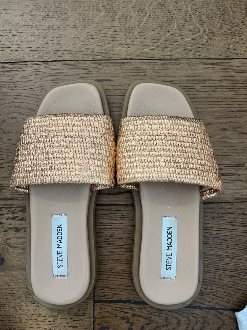 Steve Madden Rose Gold Woven Slide Sandals